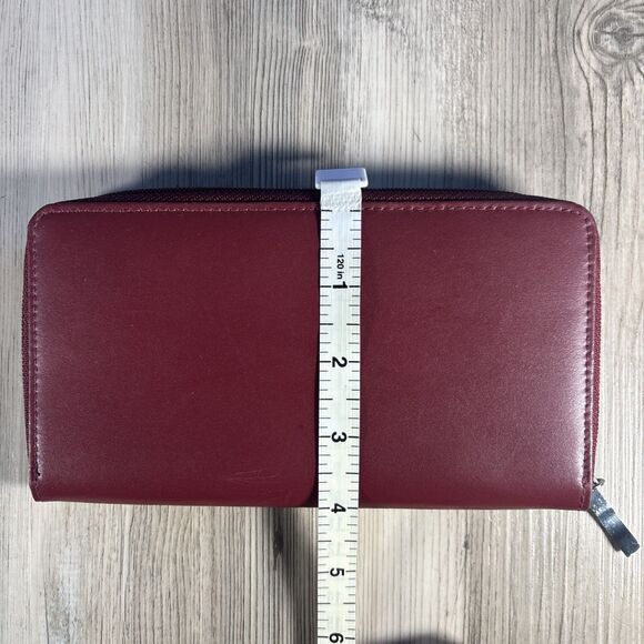DKNY Bryant Zip Around Compact Wallet in burgundy leather - Picture 8 of 9